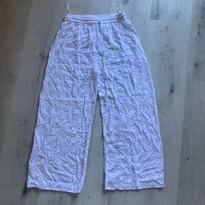 Salty lemon white eyelet pants beach cover up vacation size L see through